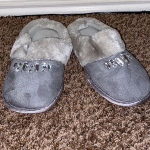 Gray jeweled slippers size  small 5/6